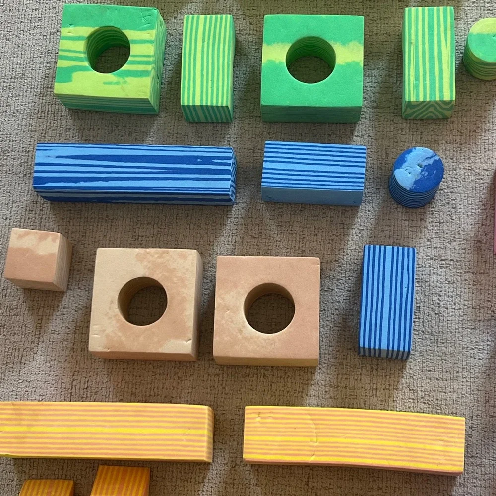 Multi Color Verdes Faux Wood Soft Foam Building Blocks Sensory Toy Set 30 Pc